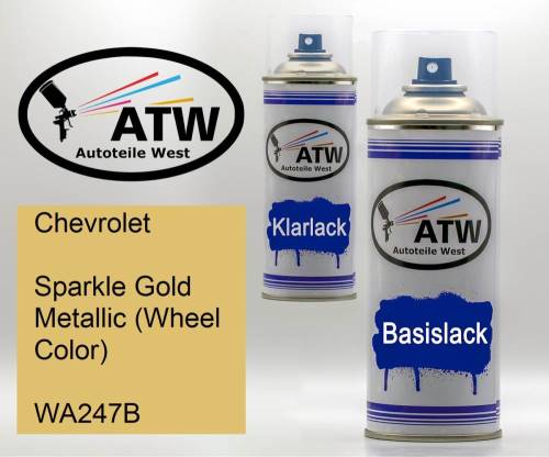 Chevrolet, Sparkle Gold Metallic (Wheel Color), WA247B: 400ml Sprühdose + 400ml Klarlack - Set, von ATW Autoteile West.